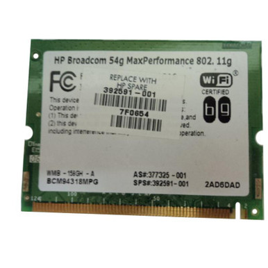 392591-001 - HP 54G 802.11b/g High Speed Wireless Lan (WLAN) Mini PCI Network Interface Card for Pavilion NX6100/NX6125 Business Notebook