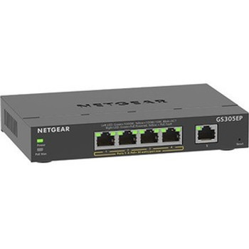 GS305EP-100NAS - Netgear 5Port Gigabit Ethernet SOHO Smart Managed Plus PoE Switch with 4Port PoE+ 5 Ports Manageable 2 Layer Supported 63 W P