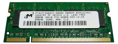 MT4HTF3264HY-40EB3 - Micron 256MB DDR2-400MHz PC2-3200 non-ECC Unbuffered CL3 200-Pin SoDimm Memory Module