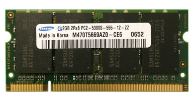 M470T5669AZ0-CE6 - Samsung 2GB 667MHz DDR2 PC2-5300 Unbuffered non-ECC CL5 200-Pin Sodimm Memory
