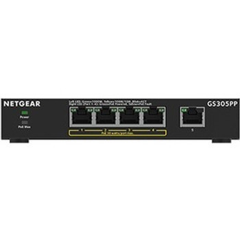 GS305PP-100NAS - Netgear 300 GS305PP Ethernet Switch 5 Ports 2 Layer Supported Twisted Pair Desktop Wall Mountable 3 Year Limitede