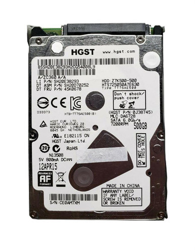 0J38745 - Hitachi 500GB SATA 6Gb/s 7200RPM 2.5 inch Hard Disk Drive