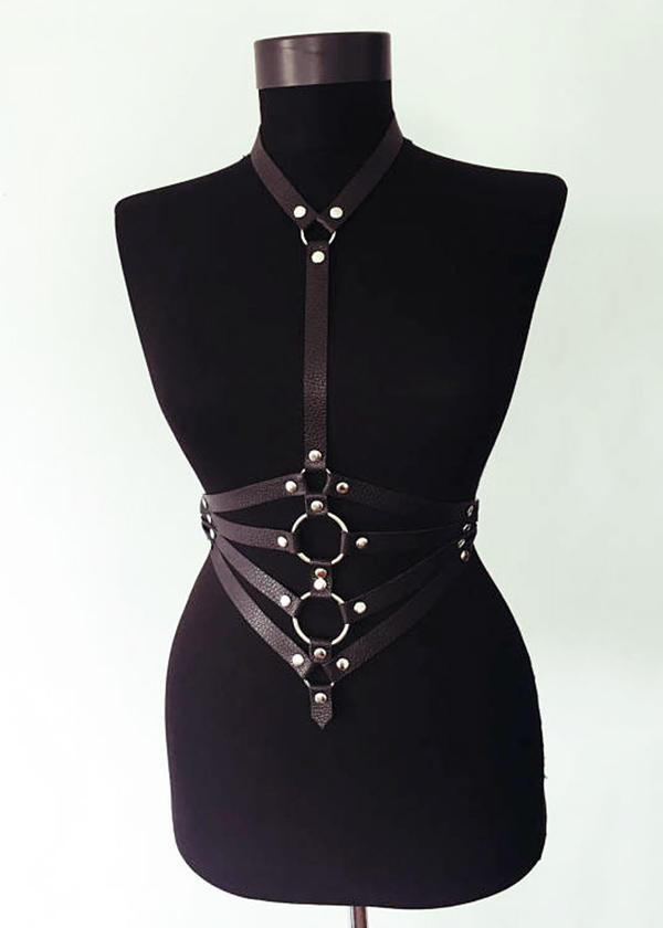 Women’s Leather Chest Harness – Custom Made Leather Design – Exquisite Intimate