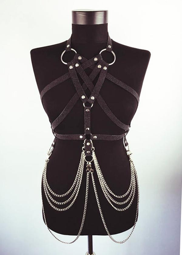 Women’s Leather Chest Harness – Custom Made Leather Design – Ergonomic Look