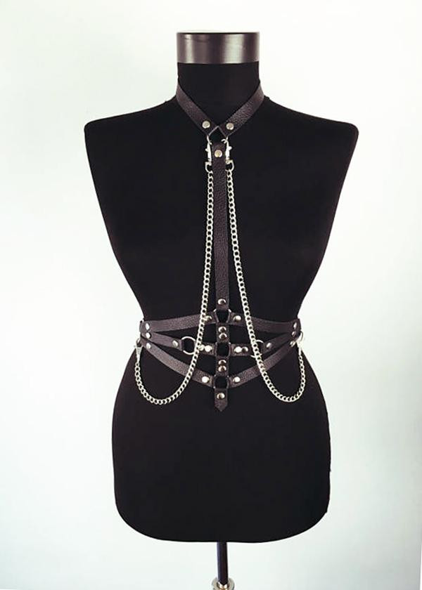 Sleek Erotic Chest Harness in Luxurious Leather