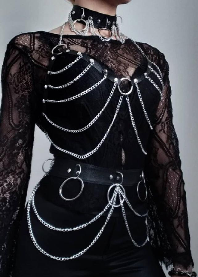 Chain Collar Bra & Belt Set