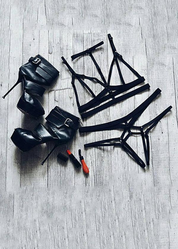 String Bra Panty Elastic Harness Set