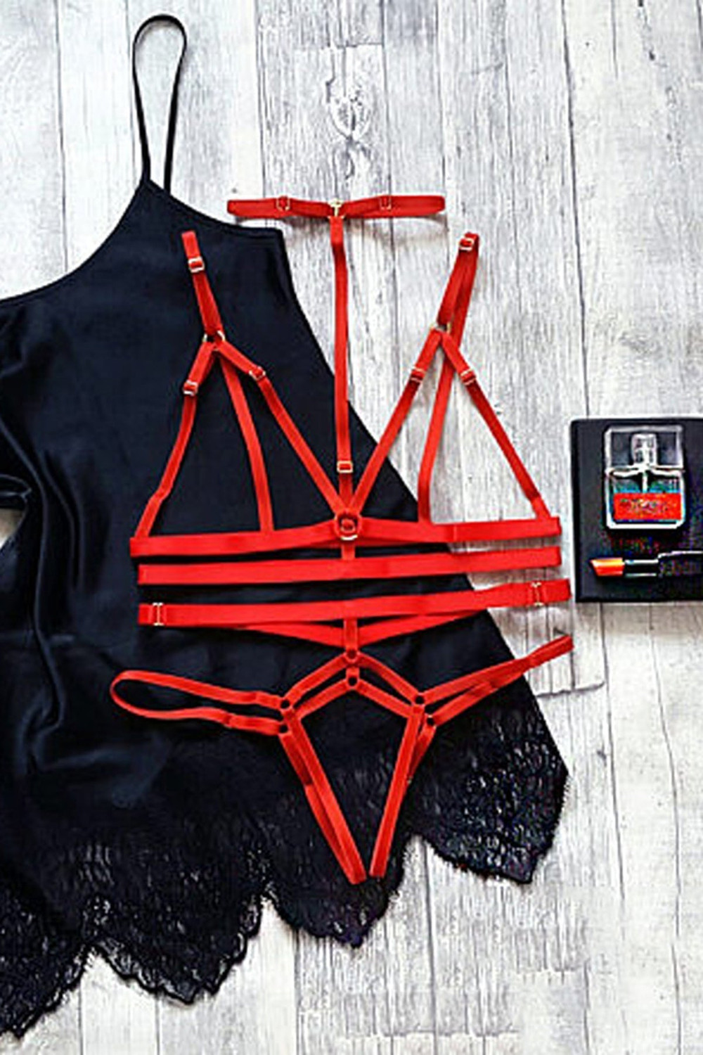 Bra & Panty String Elastic Harness Set