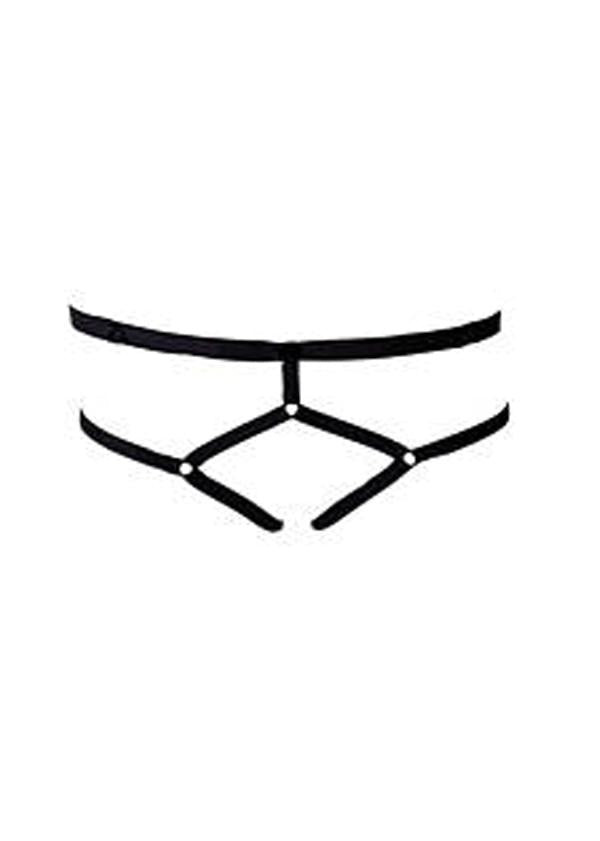 Women's Black Elastic Harness String Panty