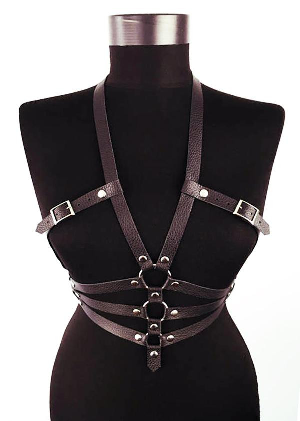 Stylish Leather Underbust Harness for Submissive Bondage