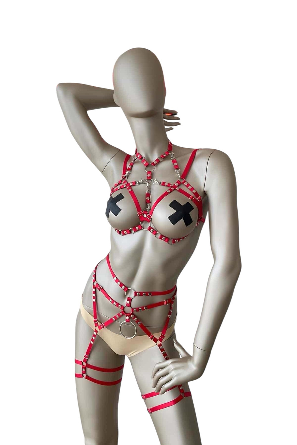 Red Sexy Garter Harness Set