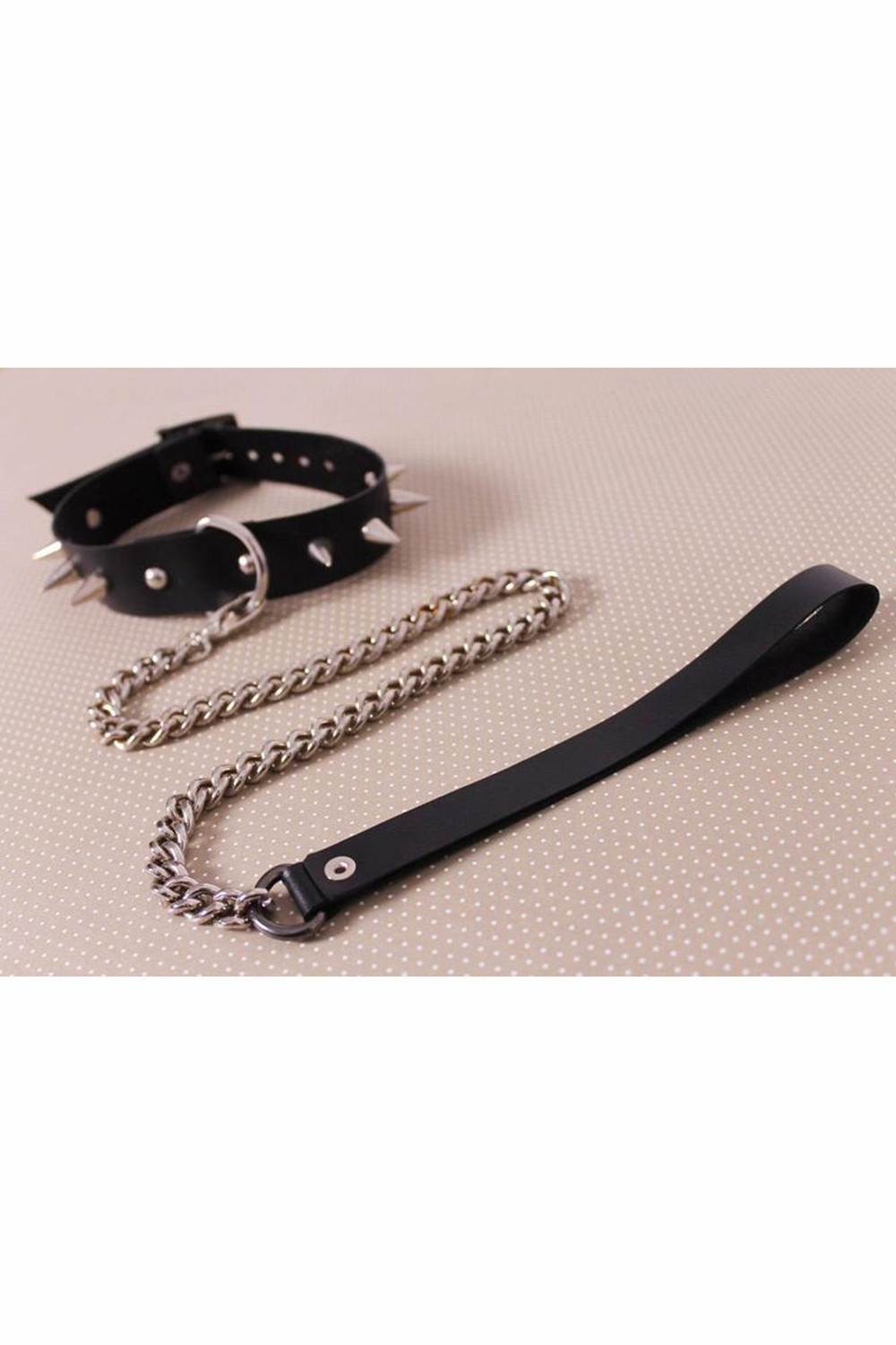 Women's Chain Black Leather Fantasy Leash