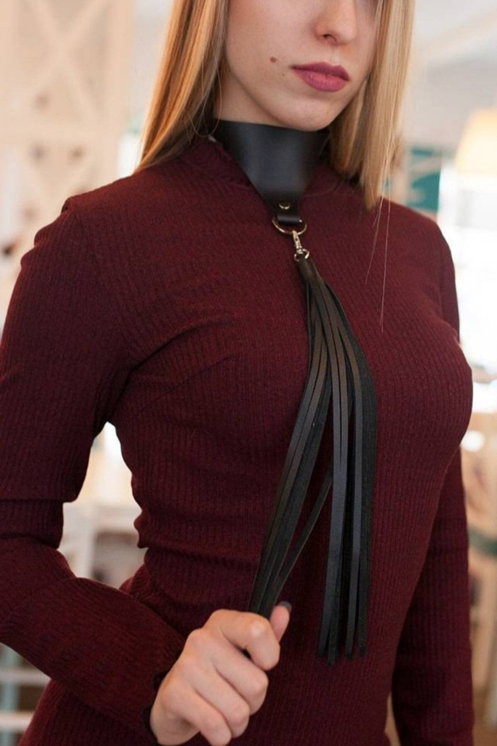 Tasseled Stylish Leather Choker Collar Neck Accessory