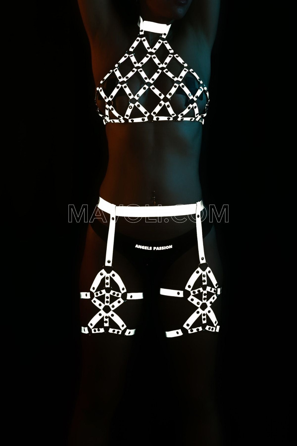 Club Dresses Dancer Clothing Reflective Harness  Shiny Club Dancer Body Accessory