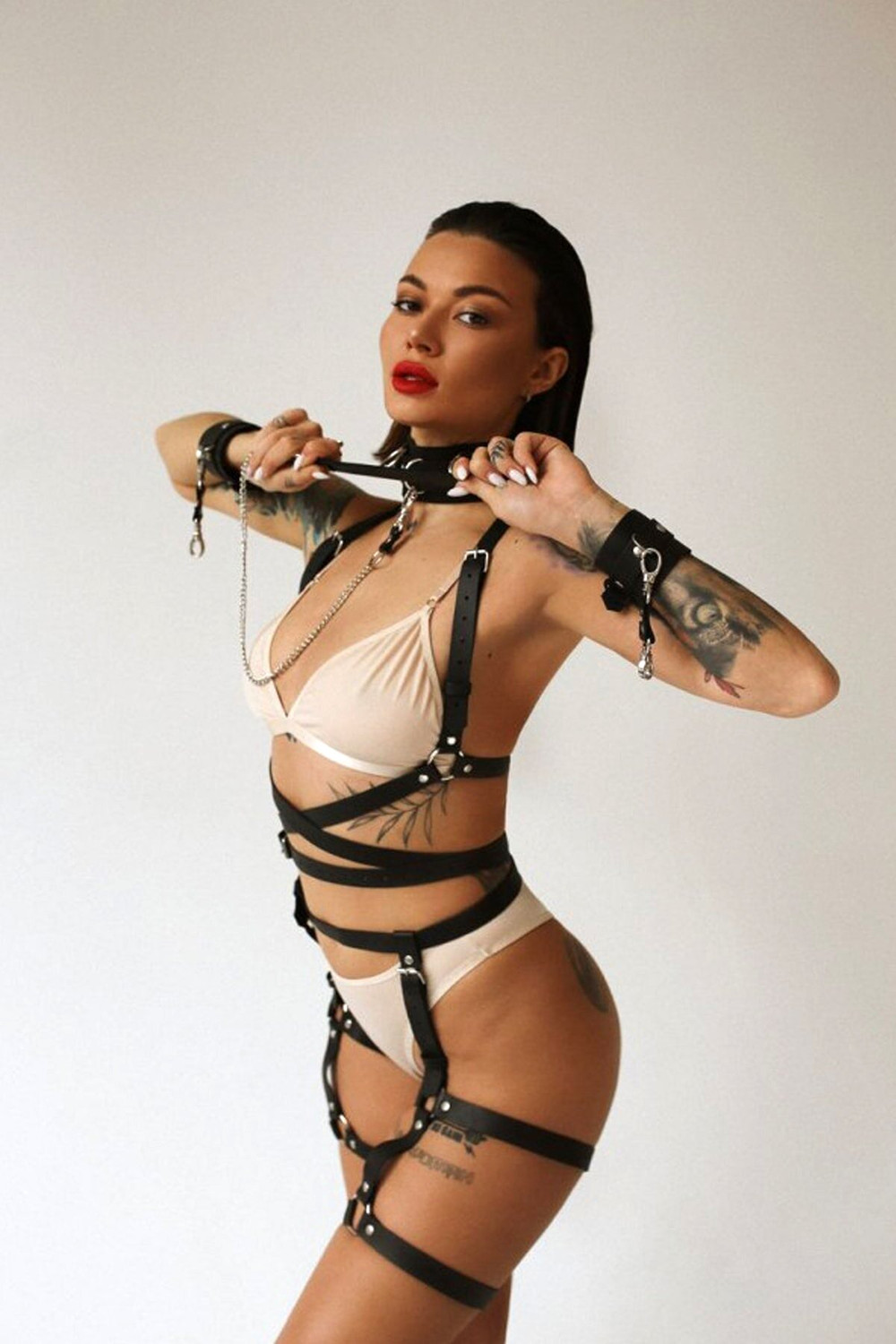 Fancy Leather Fancy Cuff Leash Set