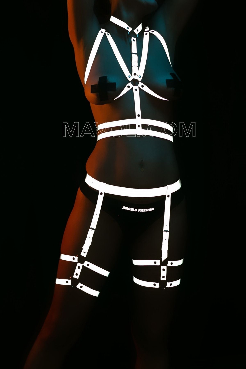 Women's Underwear Reflective Fancy Clothing - 2 Rows Sexy Garter With Open Cup Fantasy Bralette