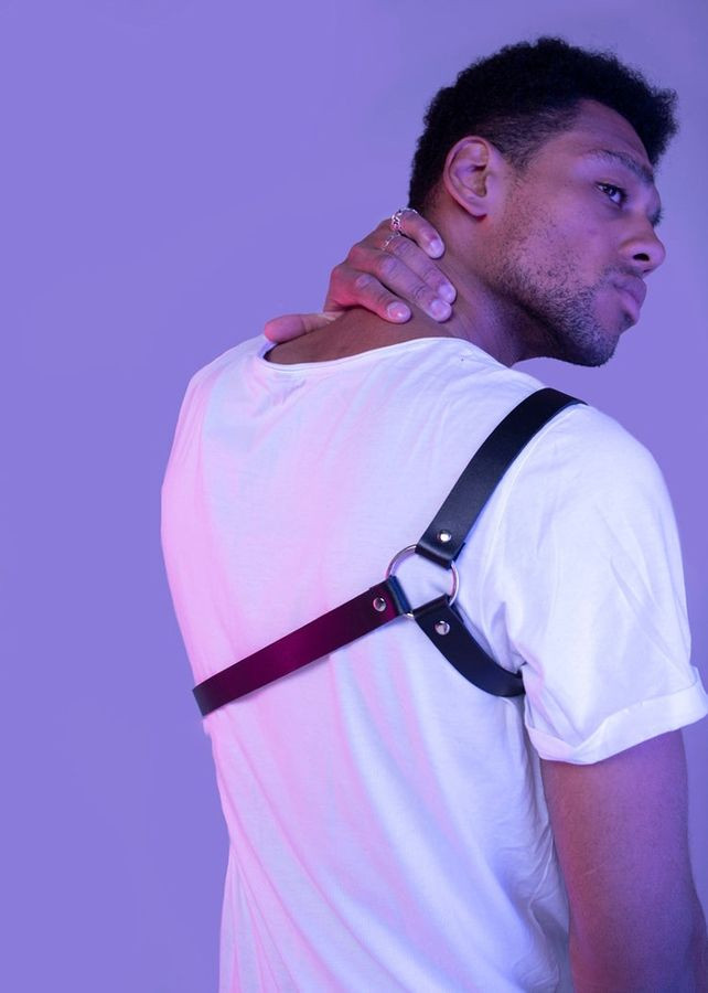 Men's Leather Harness with Cross Sleeve Detail