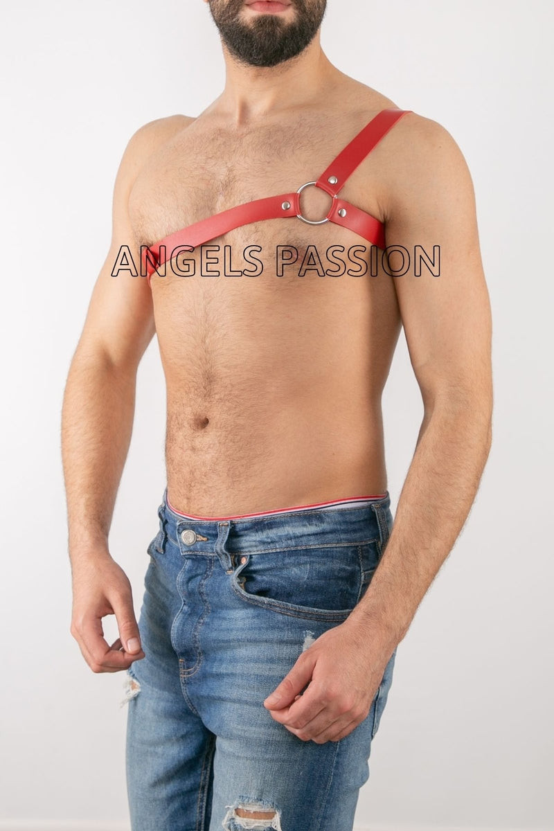 One Shoulder Sexy Leather Men's Harness