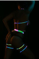 Rainbow Colorful Reflective Sexy Garter Harness Set -  Collared Cupless Bra Waist Leg Bands
