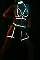 Brightness in Darkness Sexy Reflective Garter Leash Set - Choker Bustier Garter Suit -  Wear