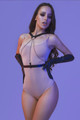 Women's Chain Detail Black Leather Harness Accessory