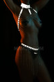 Chain Reflective Harness Set - Women Bustier and Skirt Dance Suit - Reflector Shiny  Wear