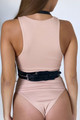 Bust Detail Halter Neck and Waist Fancy Leather Harness