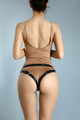 Women's Leather Crotchless Harness Panty