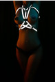 White Reflective Sexy Bust Harness Dancer Costume