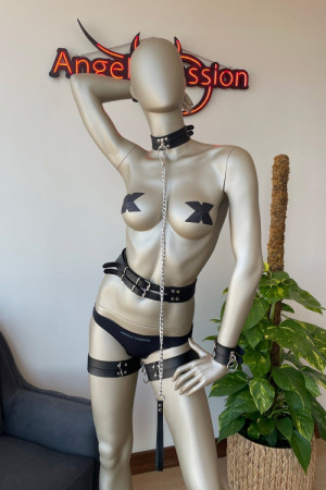 Corset Harness Set with Choker, Wrist Cuffs, and Leg Straps