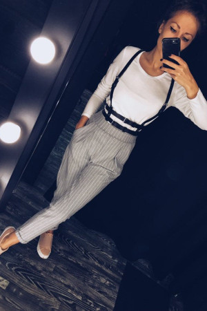 Women's Black Leather Casual Fantasy Harness Accessory