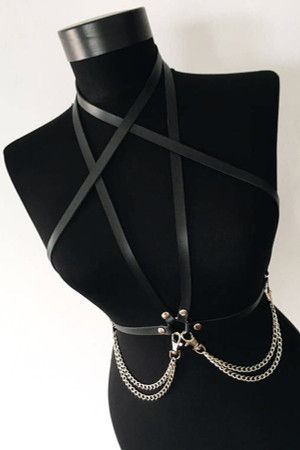 Chain Leather Chest Harness - Chest Accessory Undercoat -  Lingerie -  Gear -  Kit