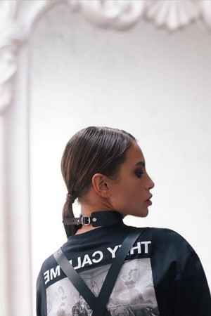 Drawstring Stylish Leather Choker Leash