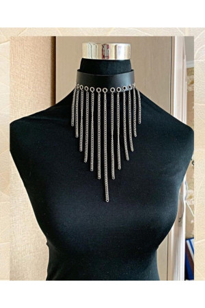 Chain Leather Choker Stylish Leather Collar
