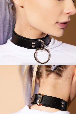 Women's Leather Harness Necklace Choker