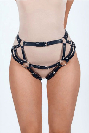 Leather Sexy Lingerie Women Harness and Cuffs Thigh Harness Garter Belt Fashion Harness Handcuffs