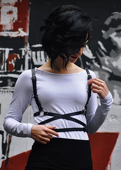 Long Wrap Waist Black Stylish Harness