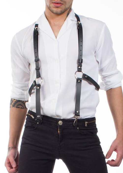 Men's Sexy Leather Belted Suspender