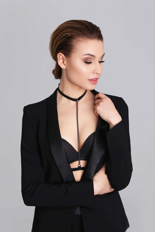 Sexy Choker with Chain from Neck to Waist Harness -  Lİngerie - Fantasy Chest Wrap - BGirl