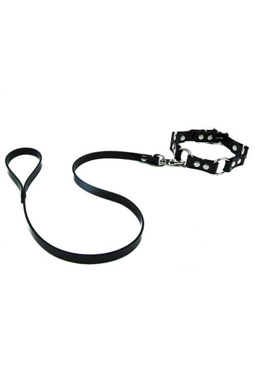 Leather Choker Collar with Leash