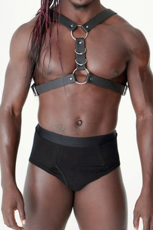 Chest And Ring Detailed Men's Leather Harness