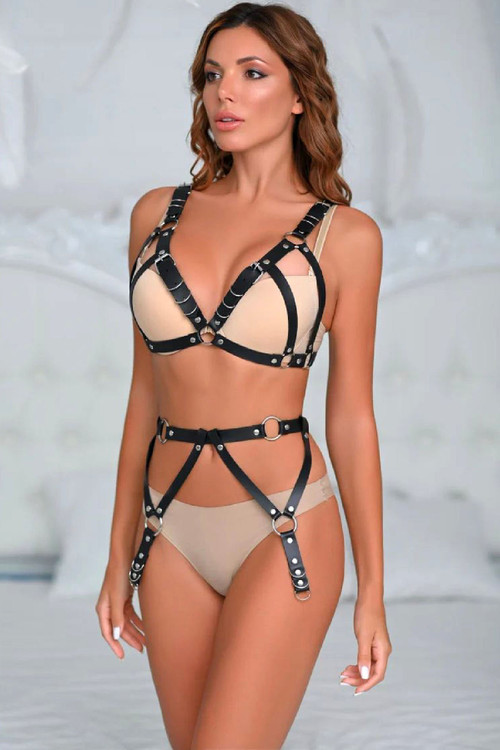 Women's Bra and Waist Buckle Harness with Rings