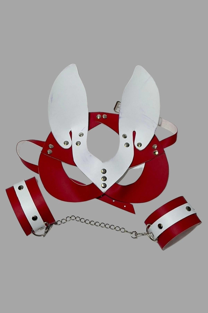 /White Rabbit Ear Leather  Mask And Clamp 800490