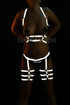 Night Club Wear Reflective Sexy Garter Harness Set - Shiny Lingerie - Chest And Waist Leg Wrap