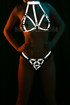 Reflective Bra Set Harness - Shiny Luxury Night Club Wear -  Lingerie -  Kit - Collared Bralette String
