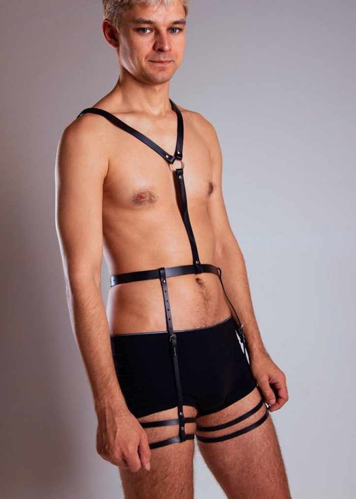 Men's Tie Neck Sexy Fantasy Garter Harness