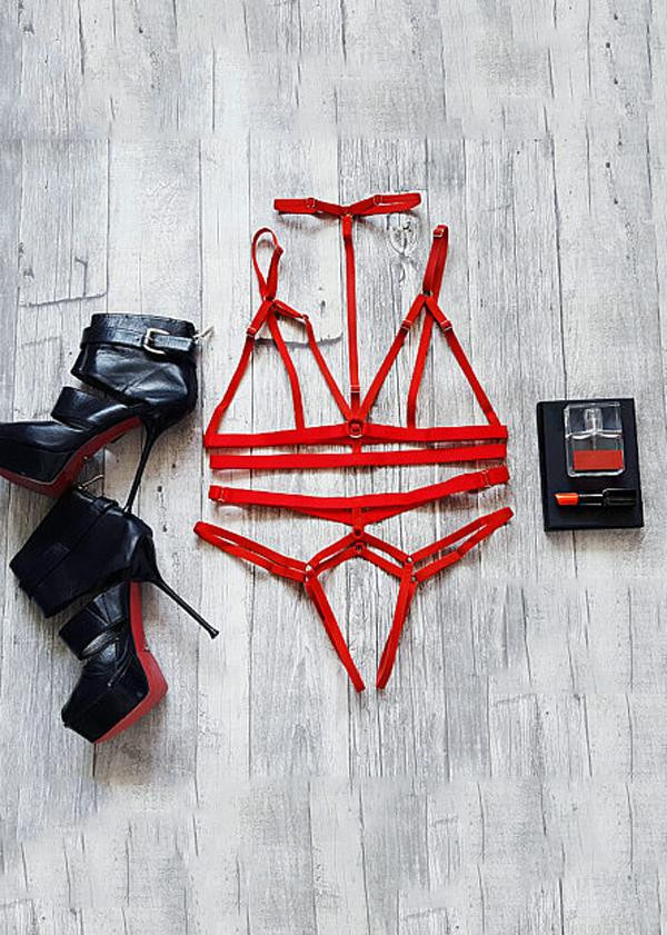 String Bra Panty Elastic Harness Set