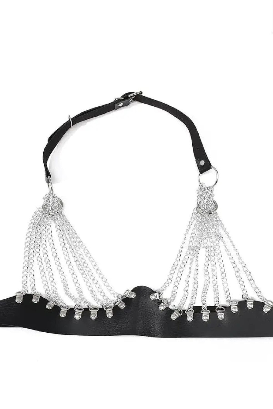 Women's Upper Body Full Chain Leather Harness