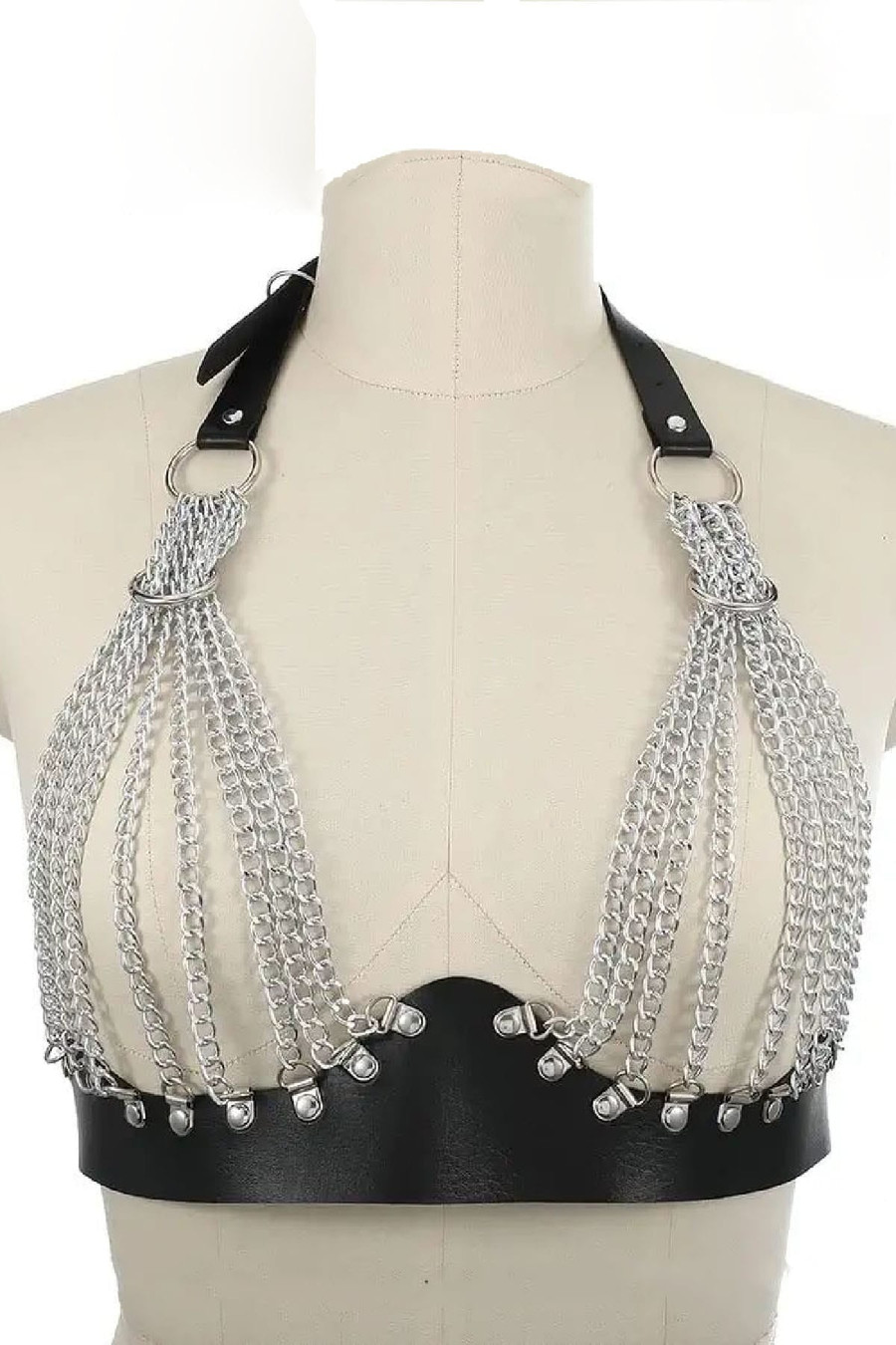 Women's Upper Body Full Chain Leather Harness