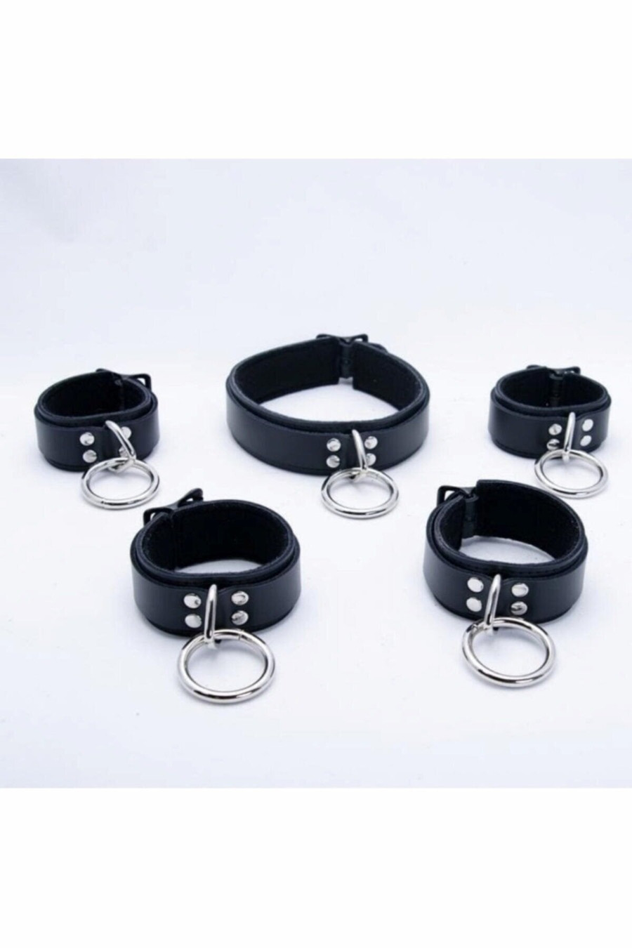 Men's Fancy Wrist to Ankle Cuffs Leather Harness Set